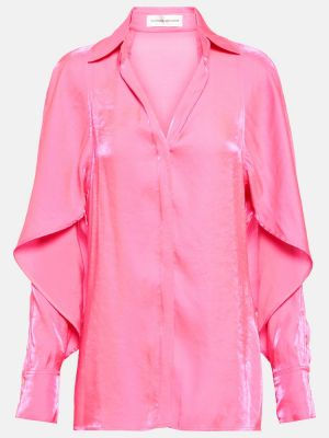 Bluza s draperijom Victoria Beckham ružičasta