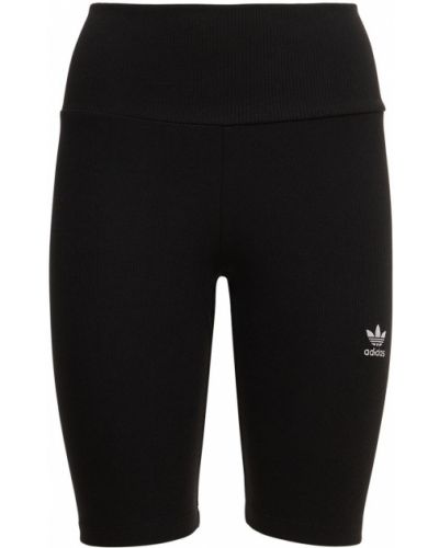 Pantaloni scurți de sport cu talie înaltă din bumbac Adidas Originals negru