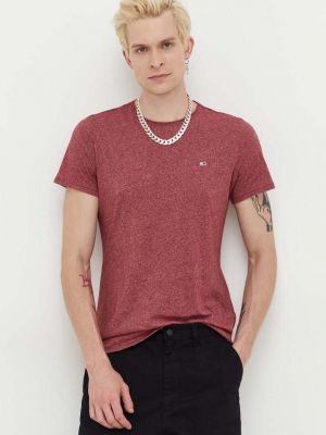 Меланж тениска с дълъг ръкав с принт Tommy Jeans винено червено