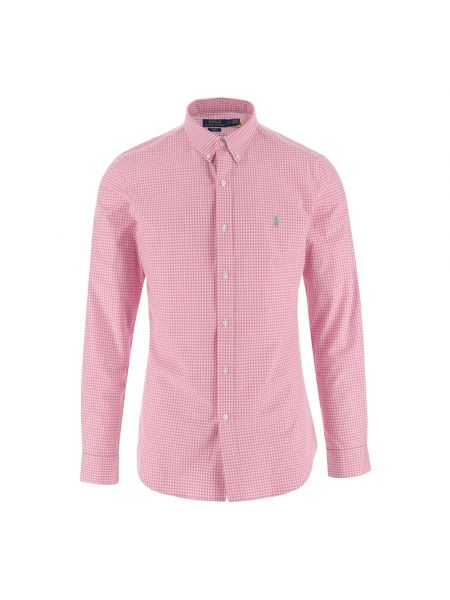 Koszula slim fit z długim rękawem na guziki Polo Ralph Lauren różowa