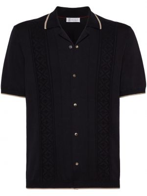 Kokvilnas polo krekls ar pogām Brunello Cucinelli melns