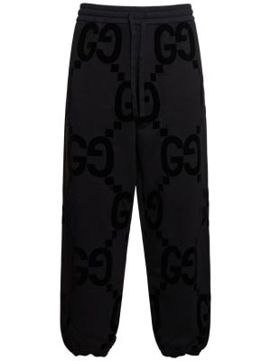 Pantaloni sport din bumbac Gucci negru