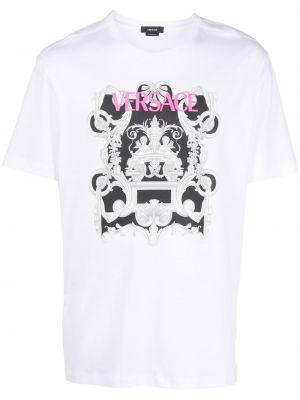 T-shirt con stampa Versace bianco