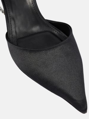 Сатенени полуотворени обувки с кристали Simkhai черно
