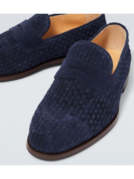 Pletené semišové loafers Brunello Cucinelli modré
