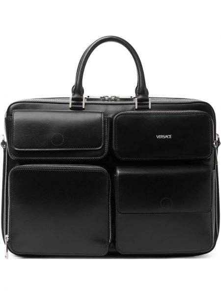 Kožená taška na notebook s kapsami Versace