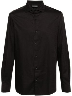 Bavlněná košile s potiskem Emporio Armani černá