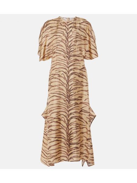 Vestido largo de seda con estampado Stella Mccartney beige