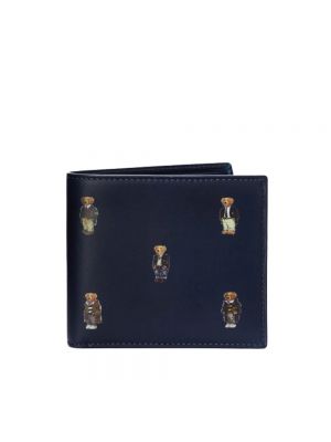 Haftowany portfel skórzany Polo Ralph Lauren niebieski