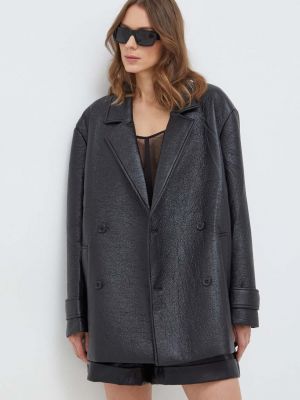 Czarny płaszcz oversize Bardot