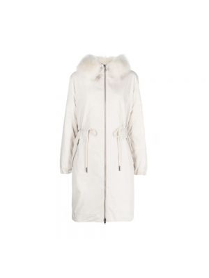 Płaszcz zimowy z kapturem Moncler biały