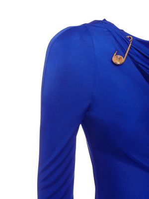 Džerzej viskózové dlouhé šaty Versace modrá