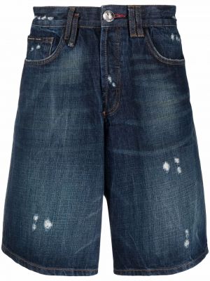 Džínové šortky s oděrkami Philipp Plein modré