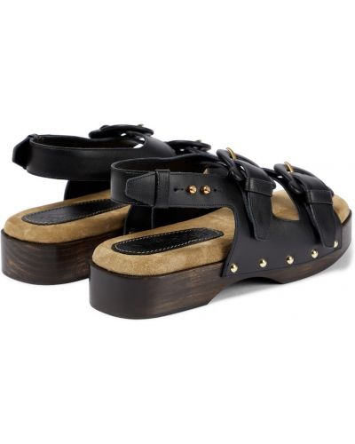 Kožené semišové sandále Nanushka čierna