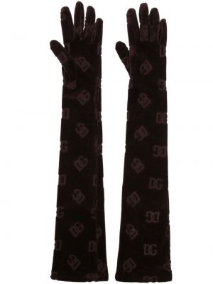 Pamučne rukavice Dolce & Gabbana smeđa