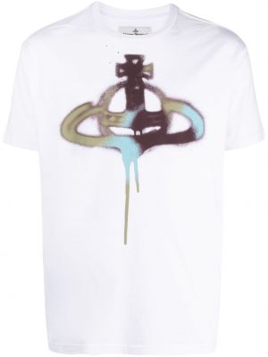 Raštuotas medvilninis marškinėliai Vivienne Westwood balta