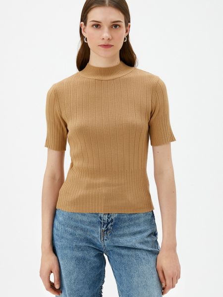 Пуловер с коротким рукавом Koton коричневый