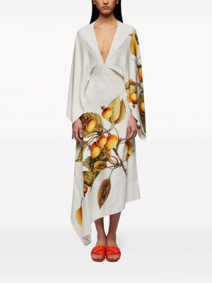 Robe mi-longue à imprimé asymétrique Ferragamo blanc