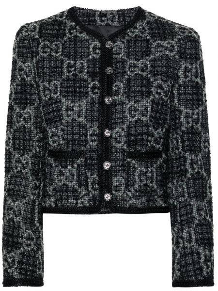 Tweed cropped jakke Gucci grå