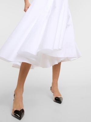 Bavlněné midi šaty Alaïa bílé