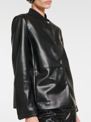 Mākslīgas ādas ādas jaka 's Max Mara melns