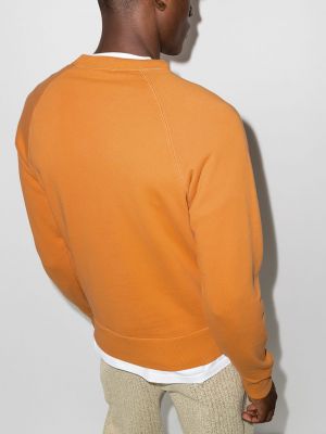 Bavlněná mikina s kulatým výstřihem Tom Ford oranžová