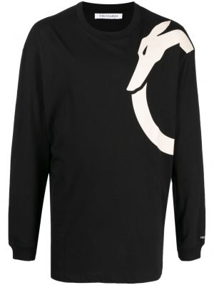 Kokvilnas t-krekls ar apdruku Trussardi melns