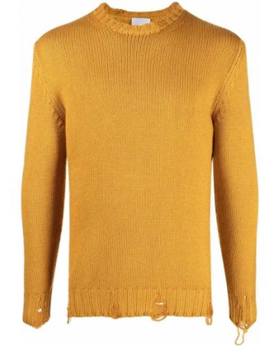 Пуловер с протрити краища Pt Torino жълто
