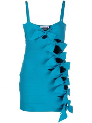 Коктейлна рокля с панделка Blumarine синьо