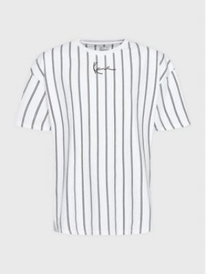 T-shirt à rayures en jersey large Karl Kani blanc
