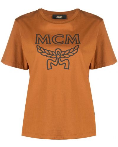 T-shirt con stampa Mcm marrone