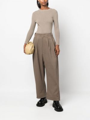 Spodnie bawełniane relaxed fit plisowane Lauren Manoogian