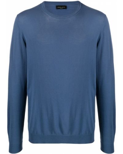 Jersey de punto de tela jersey de cuello redondo Roberto Collina azul