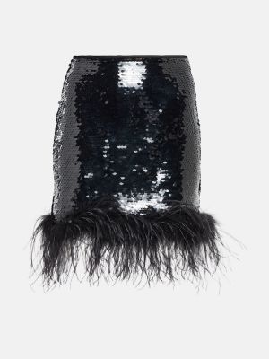 Mini falda con lentejuelas con plumas de plumas Giuseppe Di Morabito negro