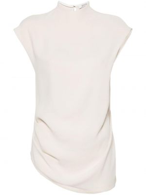 Bluză fără mâneci asimetrică din crep Gauchere alb