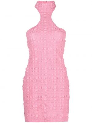 Růžové kostkované šaty Nanushka