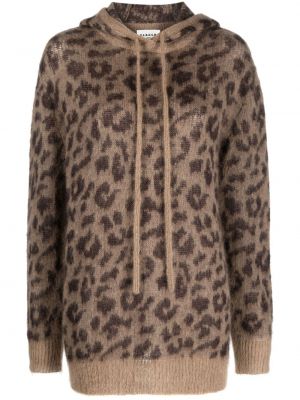 Mikina s kapucňou s leopardím vzorom P.a.r.o.s.h. hnedá