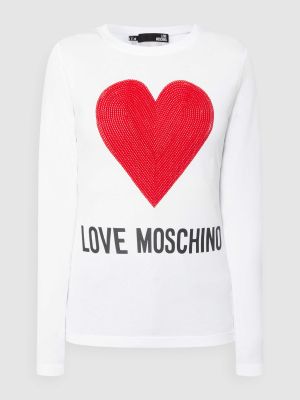 Bluzka z cekinami z długim rękawem Love Moschino biała