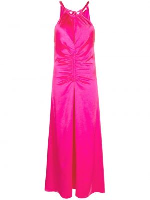Saténové dlouhé šaty Sandro růžové