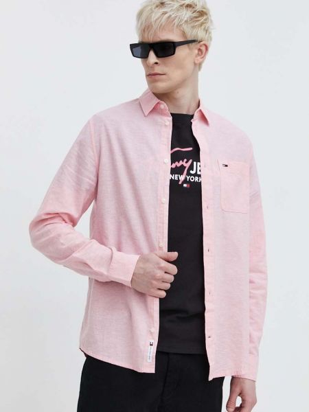 Koszula Tommy Jeans różowa
