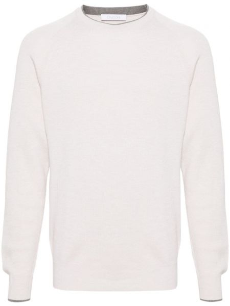Памучен пуловер с кръгло деколте Cruciani бяло