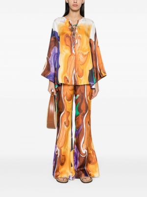Kalhoty s potiskem s abstraktním vzorem Dorothee Schumacher oranžové