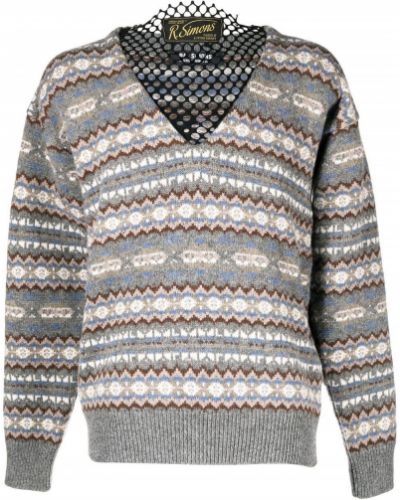 Мрежест пуловер Raf Simons сиво