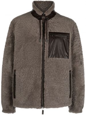 Reverzibilna usnjena jakna Emporio Armani rjava
