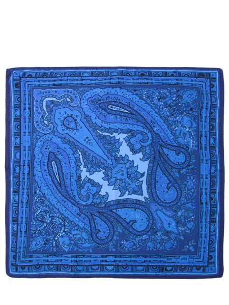 Шелковый платок с принтом Etro голубой
