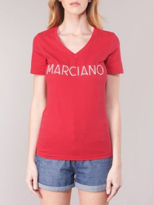 Koszulka z krótkim rękawem z kryształkami Marciano czerwona