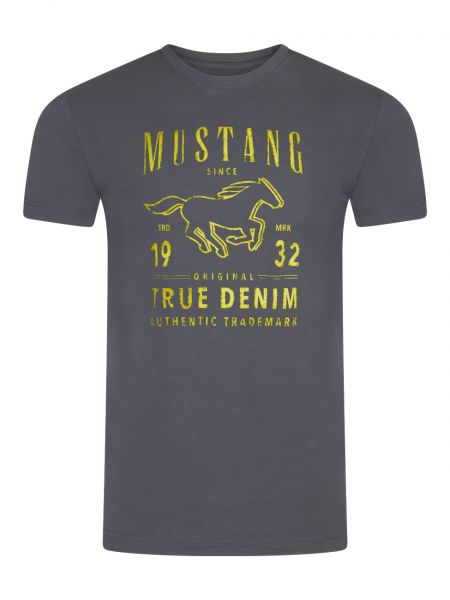 Базовая футболка с принтом Mustang серая