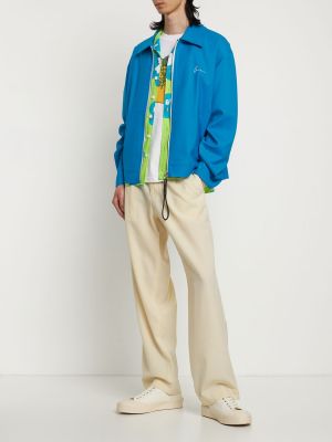 Vlněná bunda s výšivkou Bonsai modrá