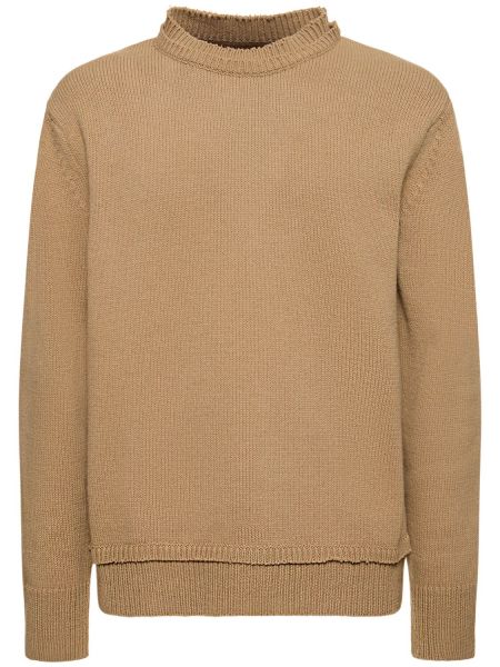 Suéter de lana de punto Maison Margiela beige
