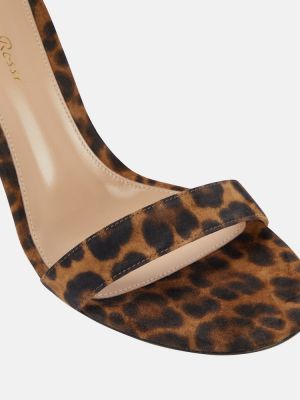 Sandales à imprimé à imprimé léopard Gianvito Rossi marron
